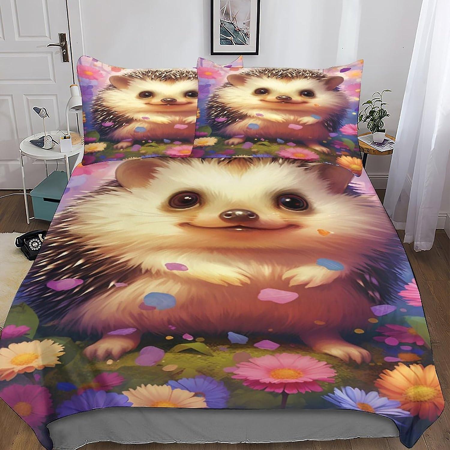 VCLUST القنفذ غطاء لحاف الأولاد الاطفال 3 قطع مجموعة الفراش ، Thornball غطاء لحاف ستوكات ثلاثي الأبعاد 3D طباعة غطاء لحاف مع وسادة Ca