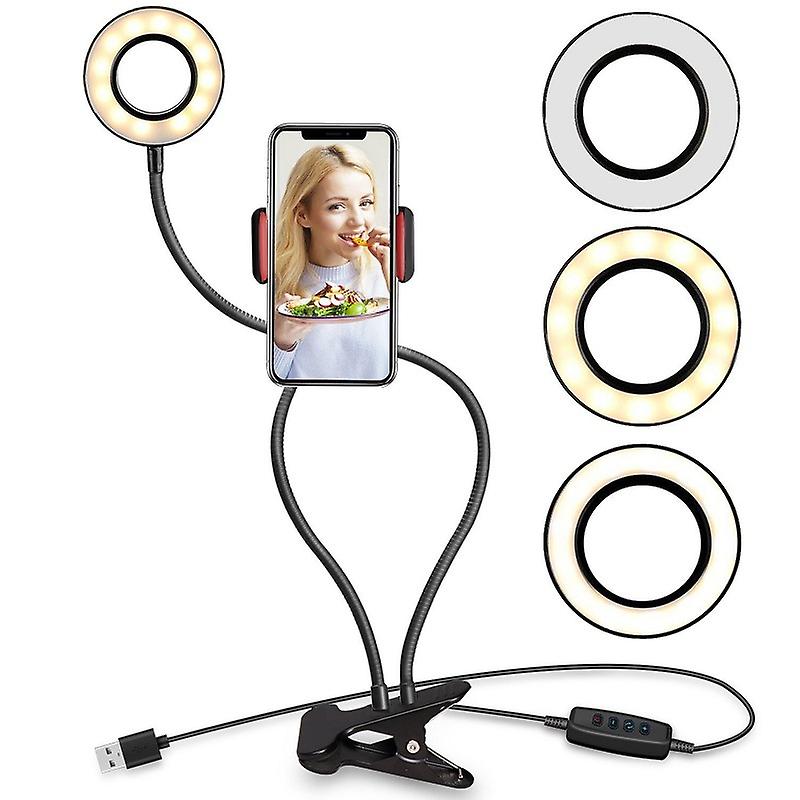 Andoer 6 polegadas Dual LED Ring Light 3000-5000K 10 níveis de brilho com suportes de telefone tripé
