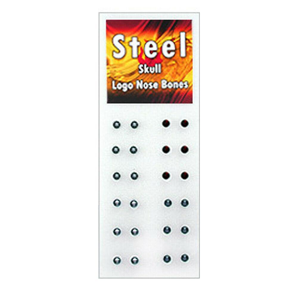 Nose bone surgical steel skull logo design box of 24 pc 20 gauge