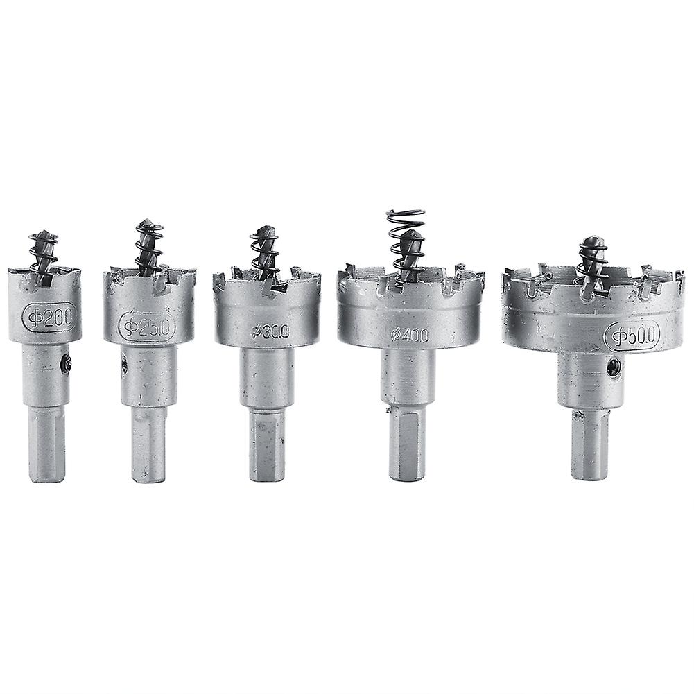 5pcs/set 20-50mm HSS Drill Bit Hole Saw Set Carbide Tip TCT Core Metalworking Hole Cutter Tools