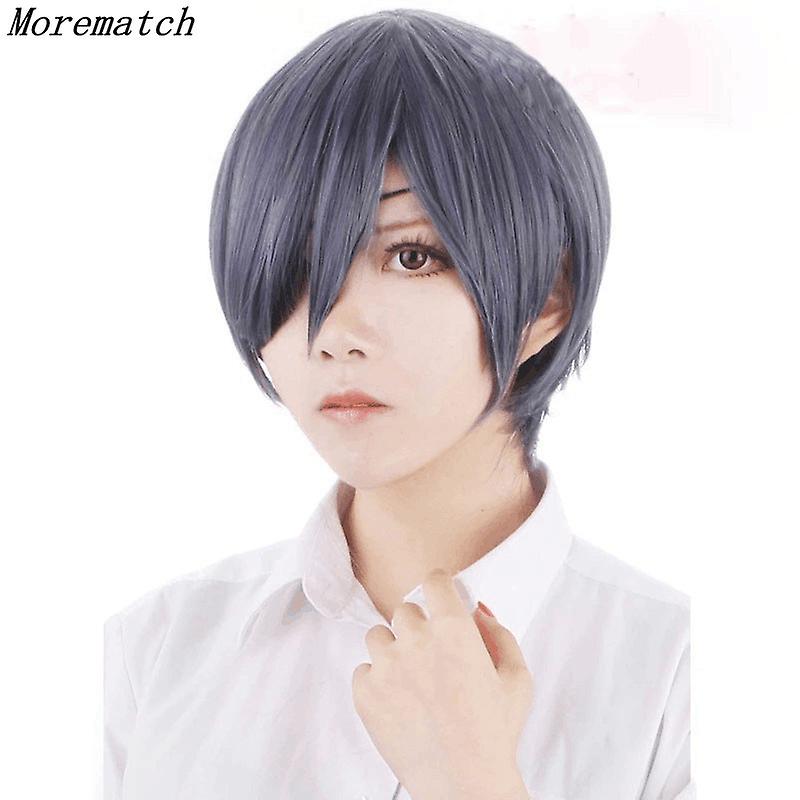 Απόκριες Περούκα Morematch Anime Μαύρο Μπάτλερ Kuroshitsuji Ciel Phantomhive Περούκες Γκρι Μπλε Ανθεκτικό στη θερμότητα Συνθετικά μαλλιά Περούκα Cosplay