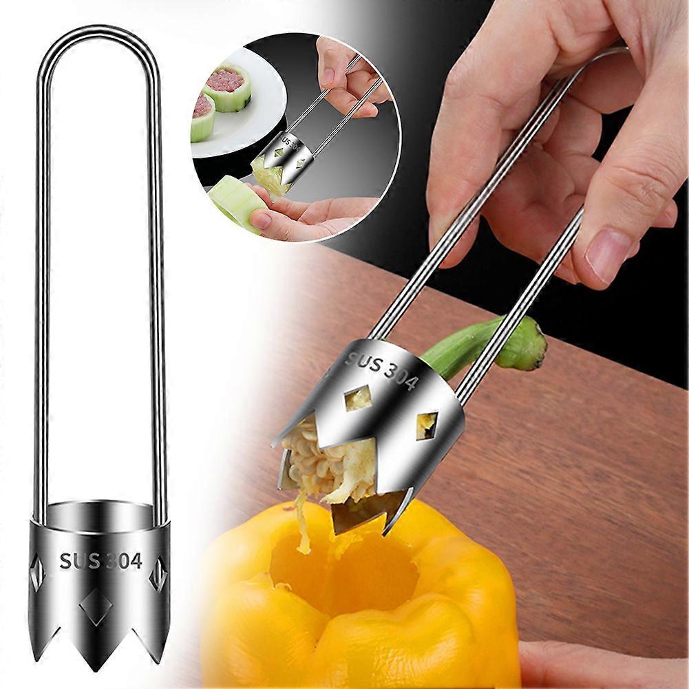 Stainless Steel Vegetable Fruit Coring Tool Time Saving Vegetable Seeding Digger Kitchen Supplies