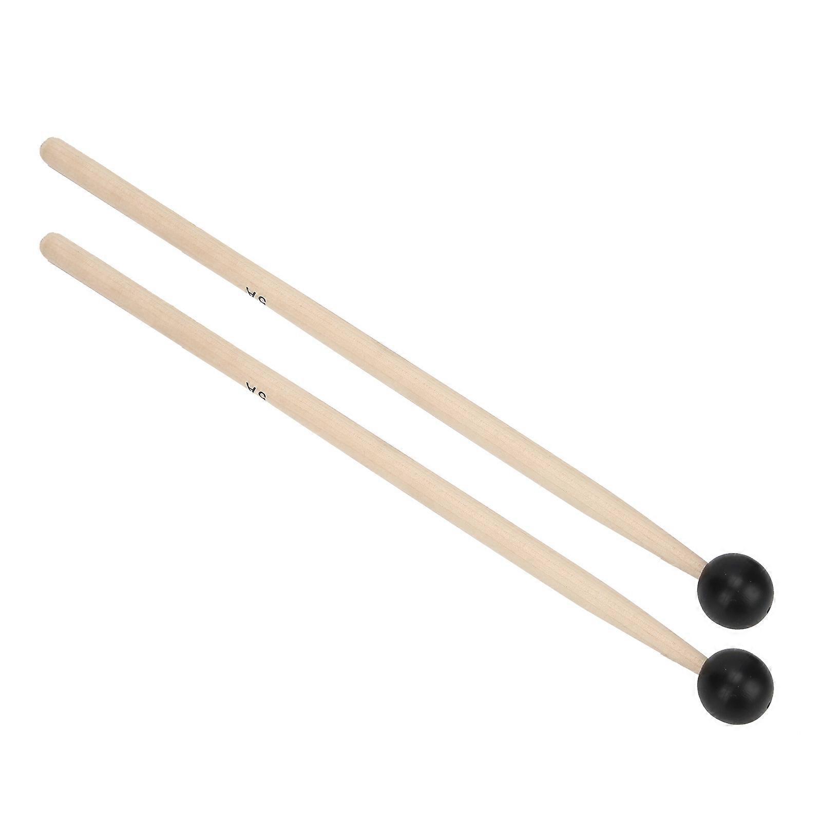 2Pcs Drum Sticks Solid Wood Rubber Smooth AntiSlip Handle Percussion Accessories