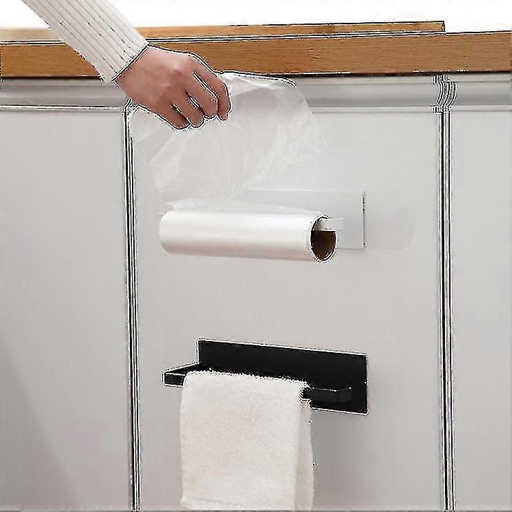 Roll Paper Towel Storage Rack Hanging Non-perforated Wall-mounted Kitchen Bathroom