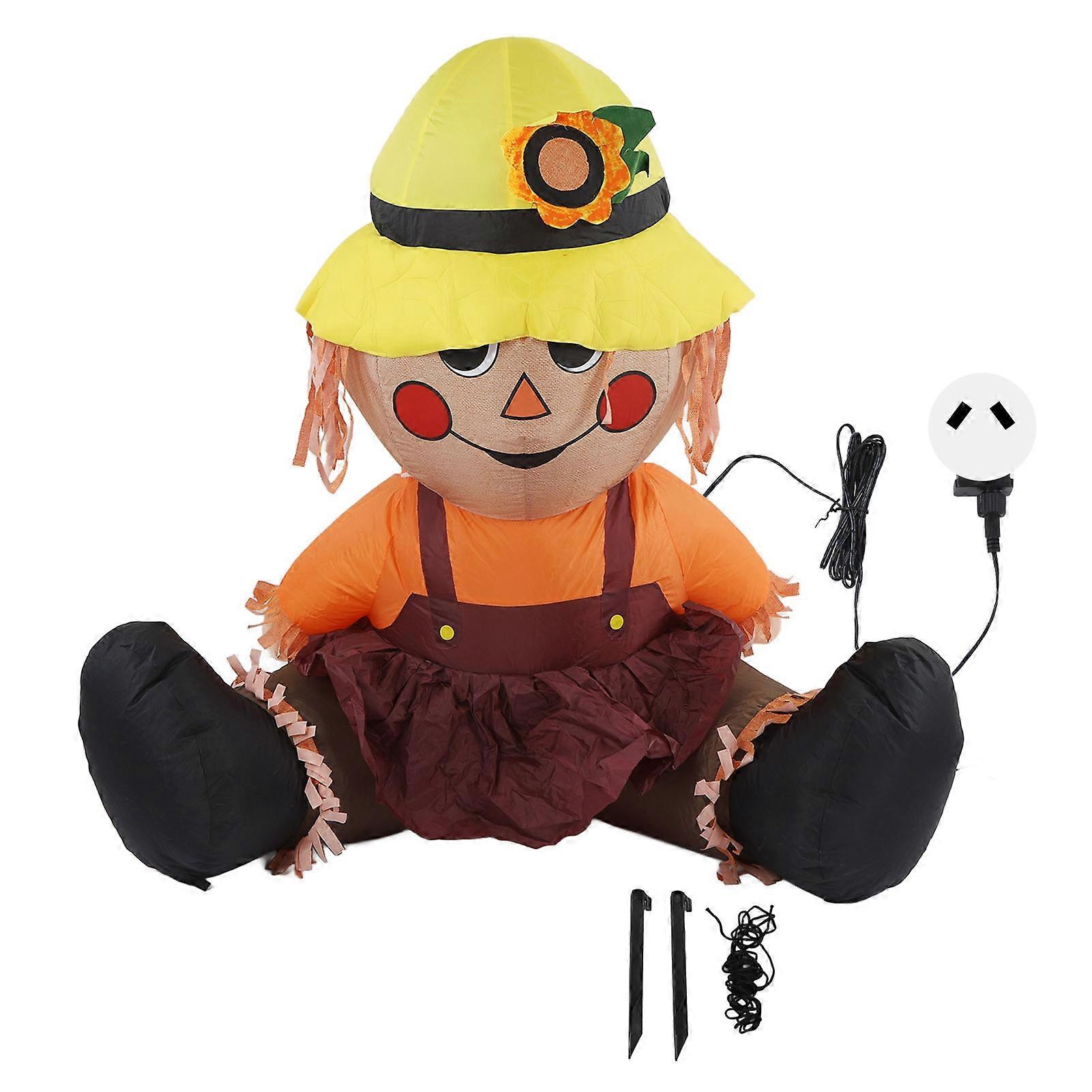 Inflatable Farm Girl 210T Polyester Waterproof 100240V Blow Up LED Light Scarecrow for Yard Garden Lawn Decor AU Plug