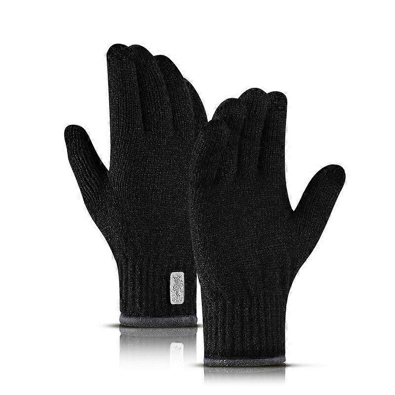 Women Men Cycling Gloves Knitted Touch Screen Warm Non-slip Double-layer Fleece-lined
