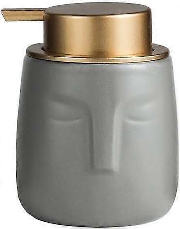 Unique Modern Soap Dispenser, Face-Shaped Ceramic Bottle with Rust Proof Gold Matte Pump, Decorative Lotion Dispenser