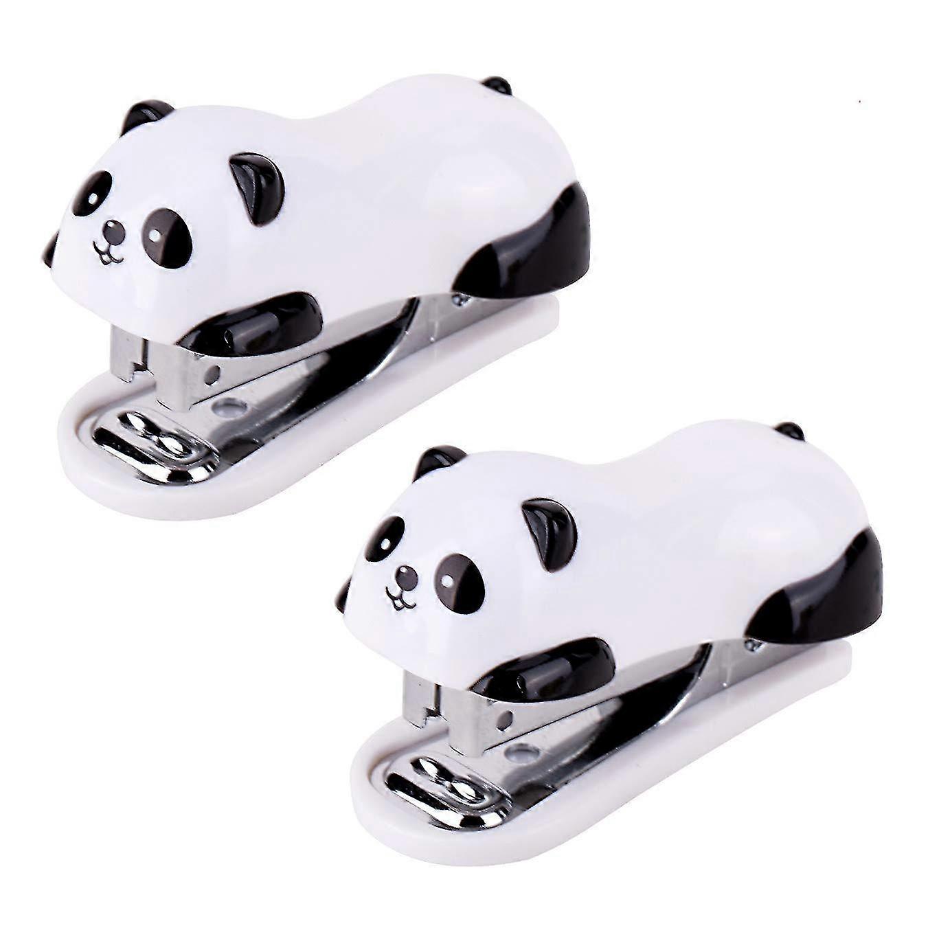 2 pieces small office stapler, cute panda small stapler mini stapler