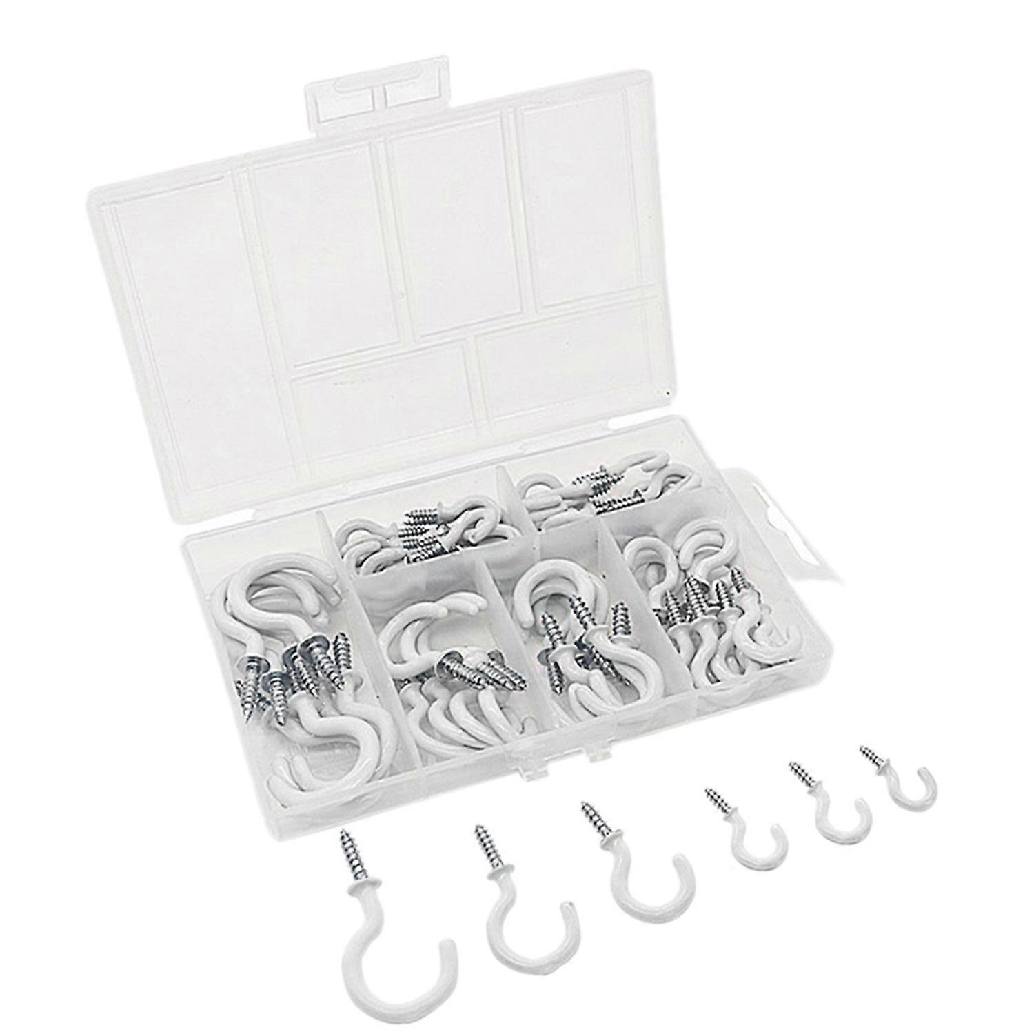70PCS Ceiling Hooks Heavy Duty Screw Cup for Bathroom Kitchen Wall Ceiling Hanging Various Size Com