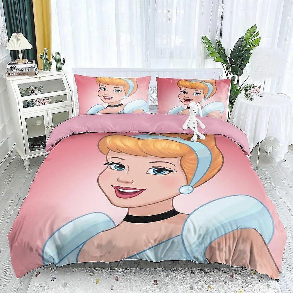 Lençóis g1624 Princess Cartoon Series Girl 3-Pcs Conjunto de capa de edredom de cama com 1 capa de edredom + 2 fronhas, conjuntos de cama de microfibra para meninas crianças (2,