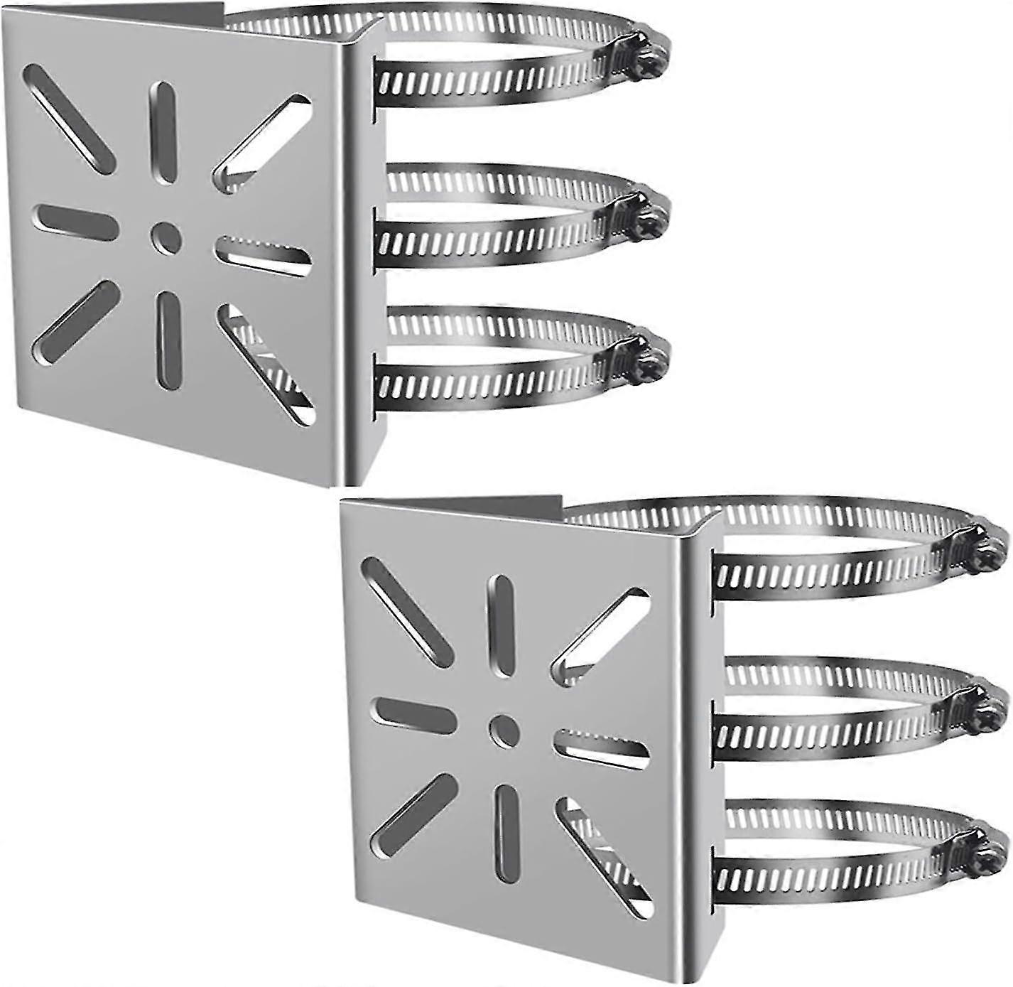 Universal Vertical Pole Mount For Security Camera 2pcs,with 6 Loop Pipe Clamps Solid Metal Mounting Corner Bracket BAOPENG