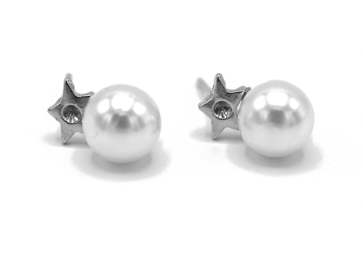 Silver Pearl Earring Star 