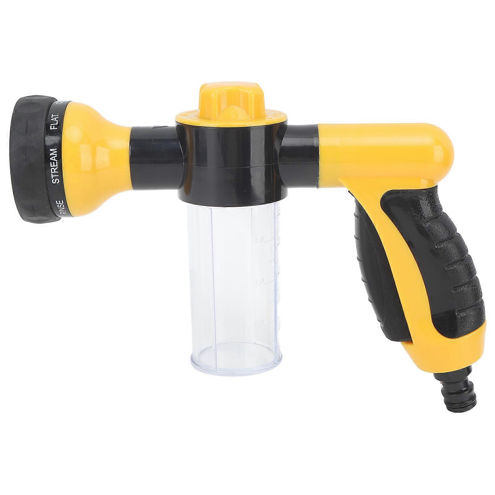 Dog Wash Hose Attachment Ergonomic Pet Wash Hose Spray Nozzle with Thicken Soap Dispenser Bottle Yellow