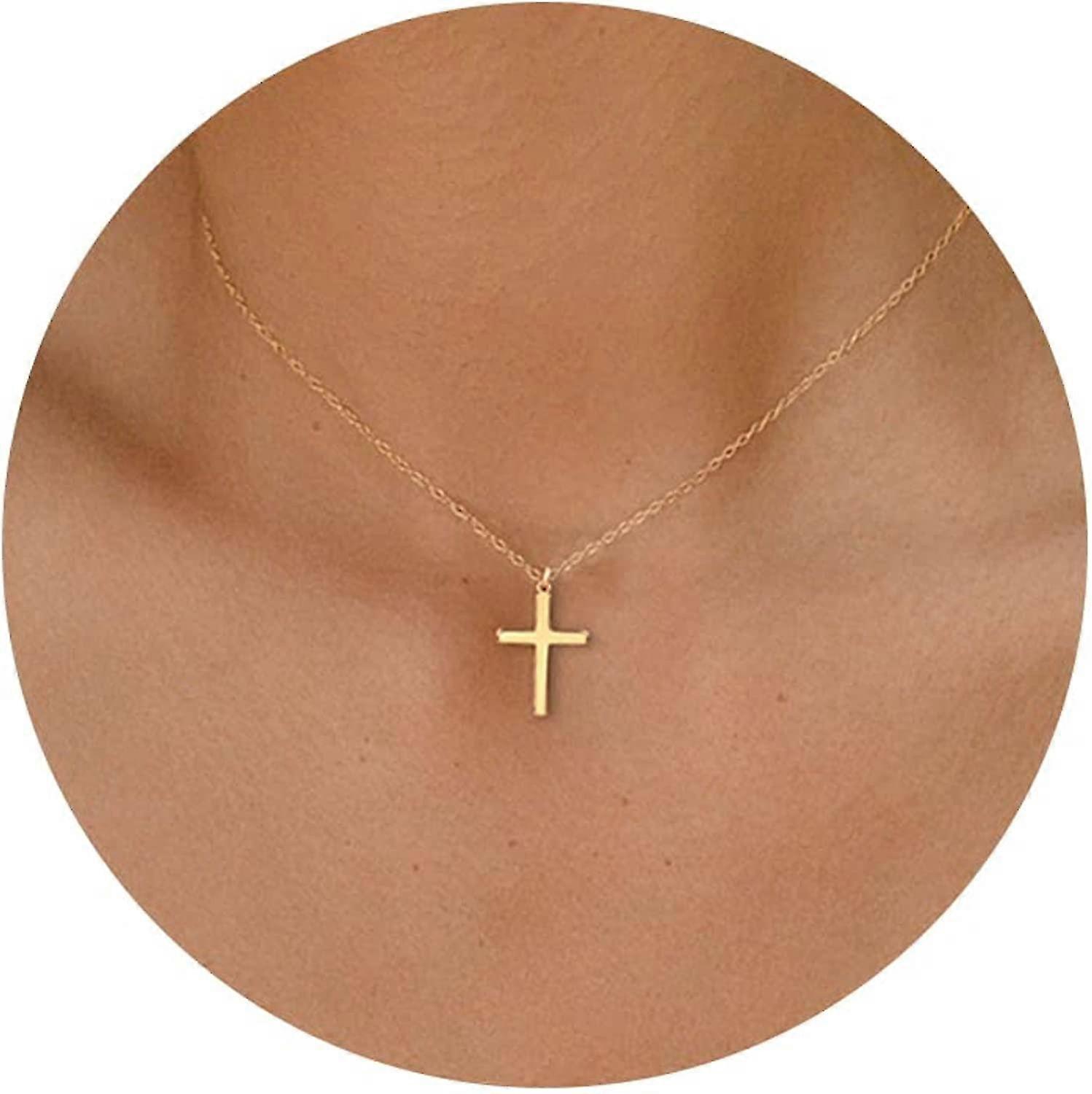 Cross Necklace For Women, 14k Gold Plated/sterling Silver Chain Necklace  Dainty Layered Gold Cross Pendant Necklace Simple Cute Necklaces For Women  Go