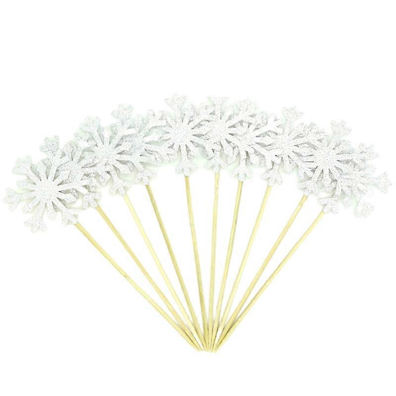 10Pcs/Set Cake Decor Hollow Out Wide Application Paper Merry Christmas Snowflake Cupcake Topper for Home