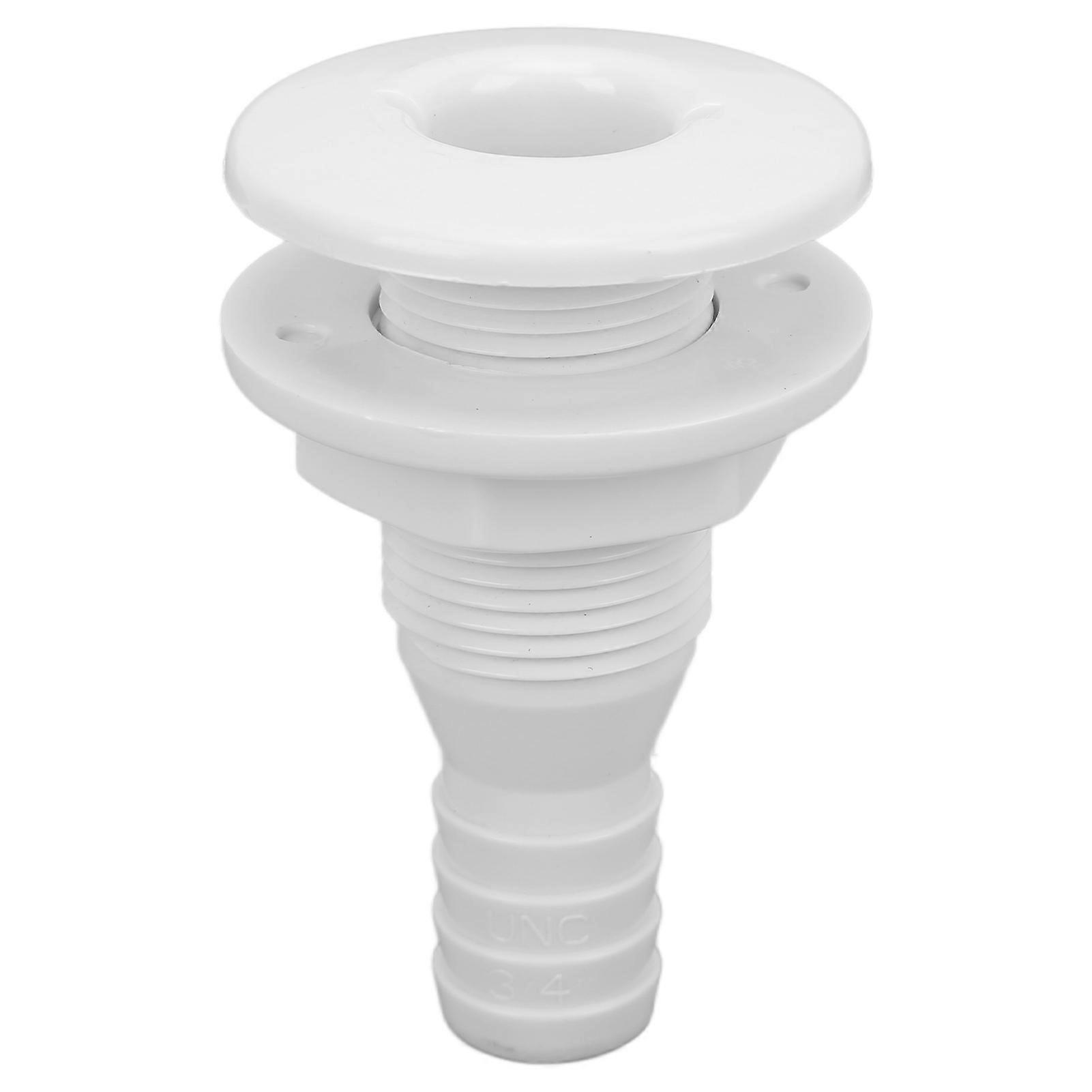 Boat Through Hull Connector 3/4in ABS Plastic Hose Coupling Drain Outlet AccessoryWhite