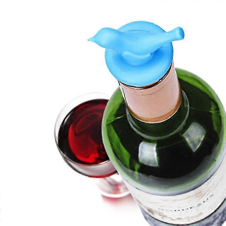Silicone Fresh-keeping Bottle Cap Wine Cork Red Wine Cork 10 Pieces Blue
