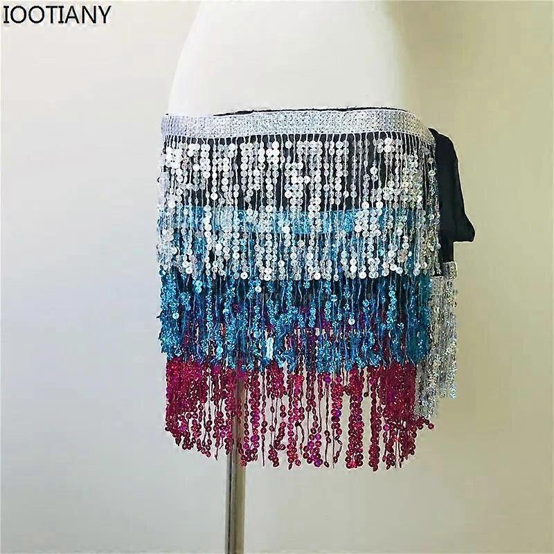 Boho flitterek hastánc deréklánc női fényes flitterek bojtok farsangi előadás hastánc jelmez csípő sál wrap szoknya