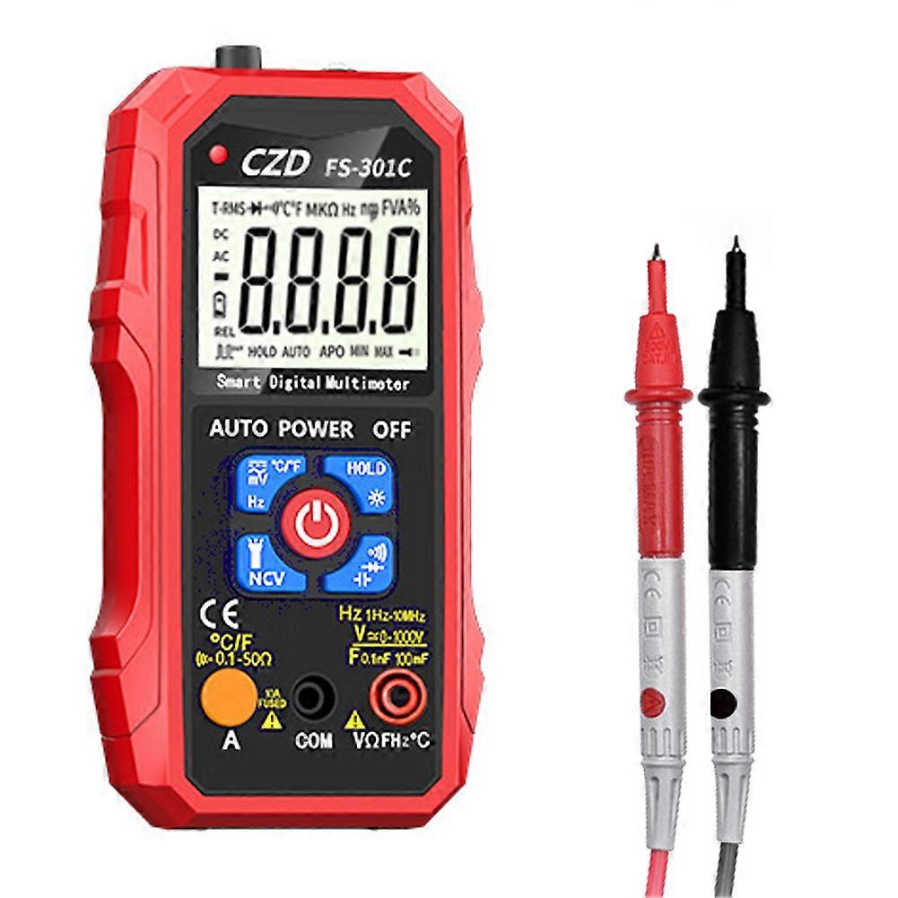 301C  T-RMS Digital LED Portable Multimeter Flashlight NCV Direct Current AC Voltage Current Diode Continuity Temperature