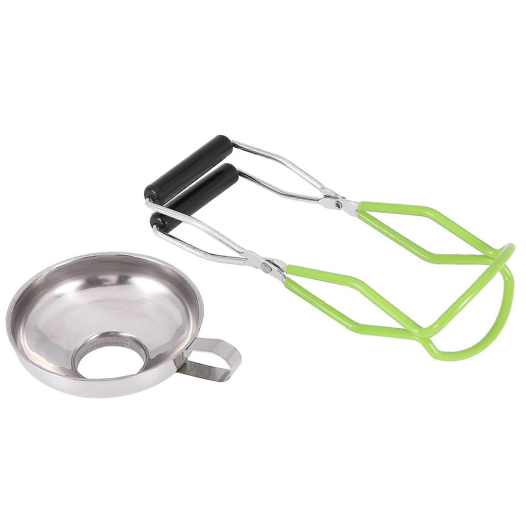 2 Pieces Stainless Steel Canning Jar Tongs and Canning Funnel for Wide-Mouth and Regular Jars, Easy