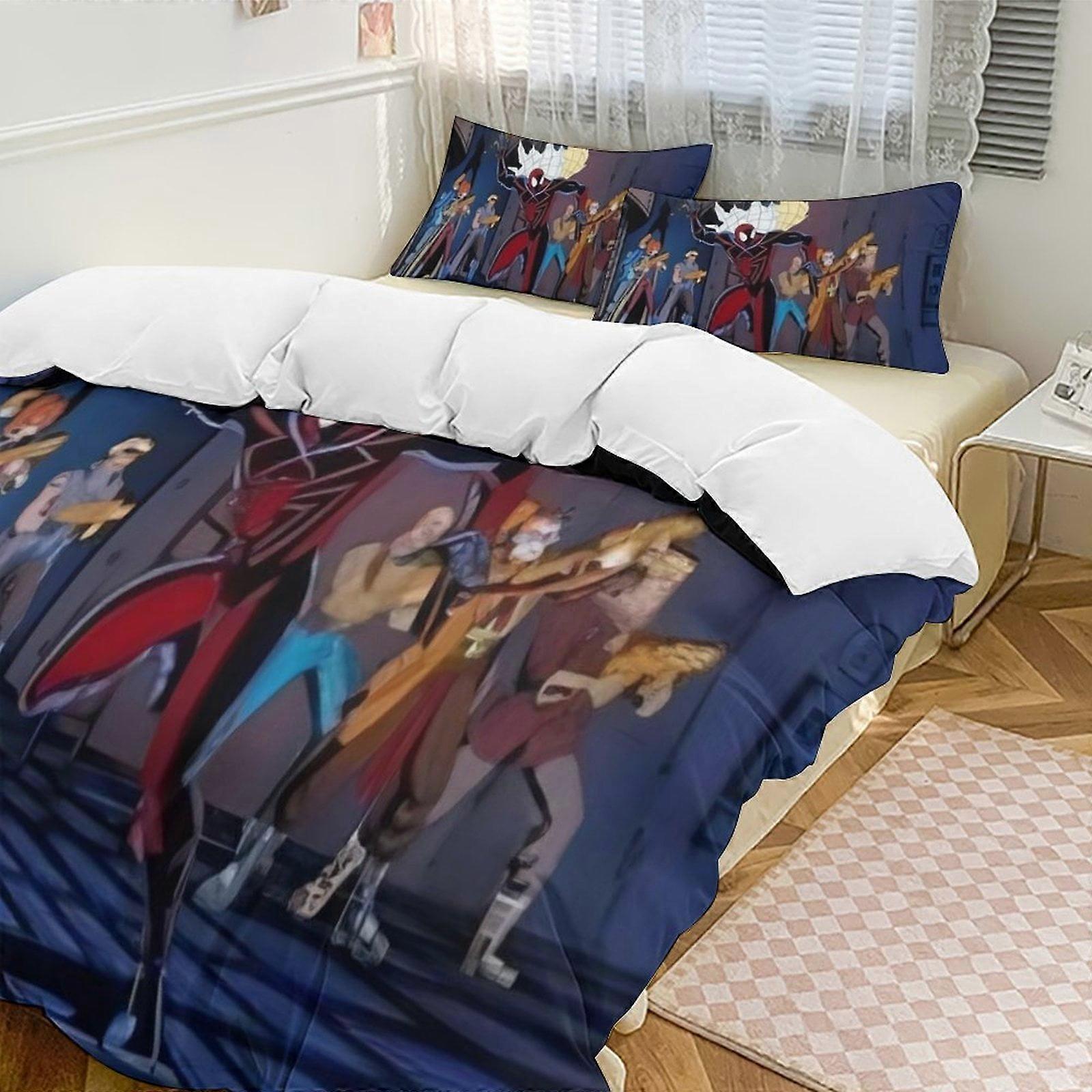 Zm519 Spider Man Bedding Set Comfortable and Lightweight 3-Piece Cartoon Bedding Set (Available in Multiple Sizes) Lc519