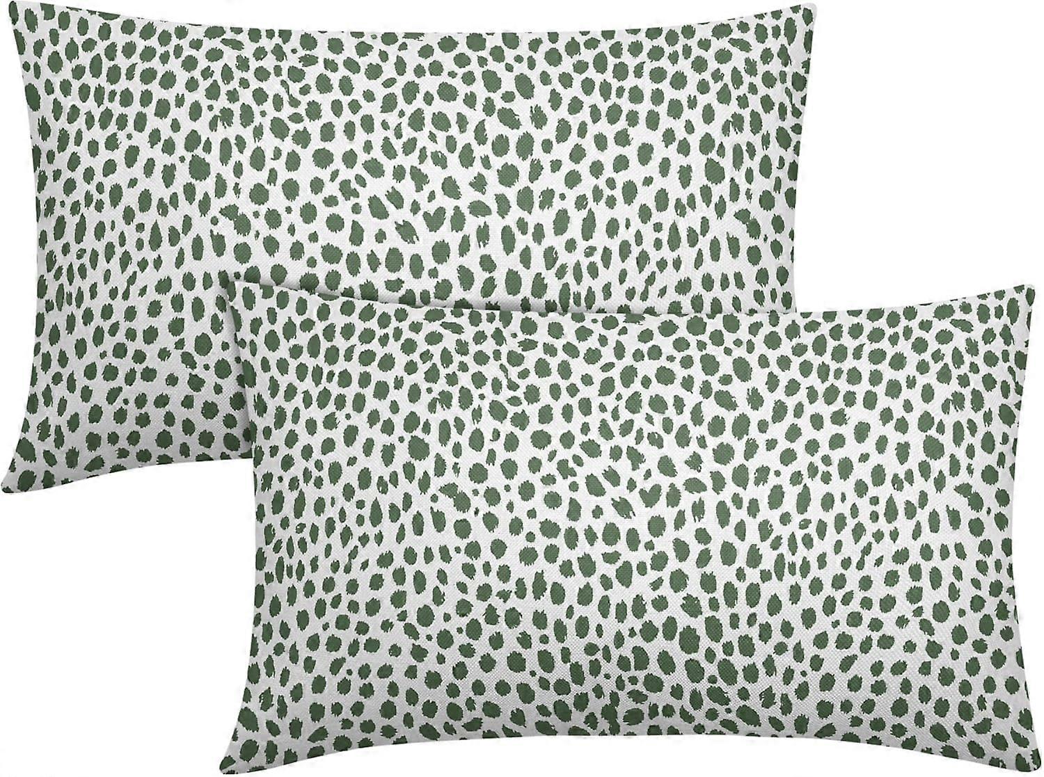 Šalviovo zelené krémové bedrové obliečky na vankúše 12x20 palcov Boho Design Polka Dot Throw Vankúš Súprava 2 moderných ťahov štetcom Tlač Obliečka na vankúš Bavlnený Lin