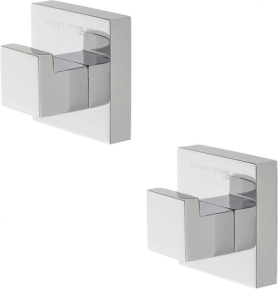 Towel Hooks Self Adhesive | 2 Piece Set Self Adhesive Hooks | Chrome Tea Towel Hooks Without Drilling | Rustfree Towel Hooks for Bathrooms and Kitchen