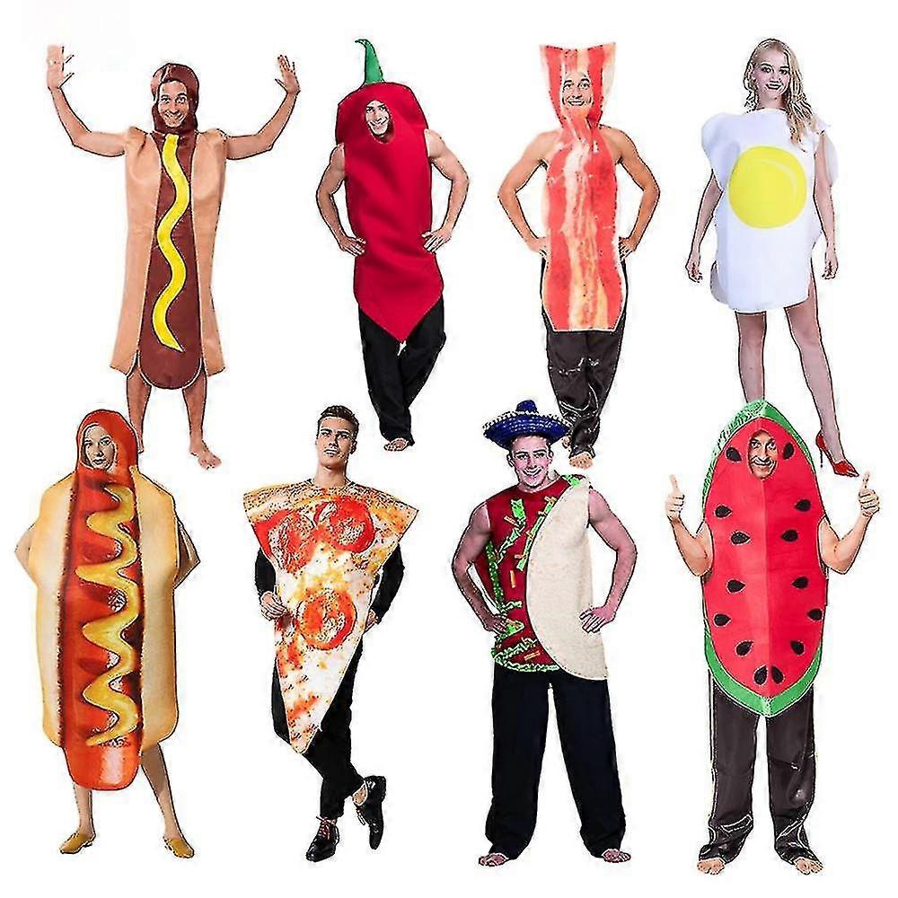 كرنفال حزب مضحك الغذاء تأثيري هالوين زي للبالغين عيد الميلاد الأسرة يتوهم اللباس هوت دوج بيتزا عطلة الملابس