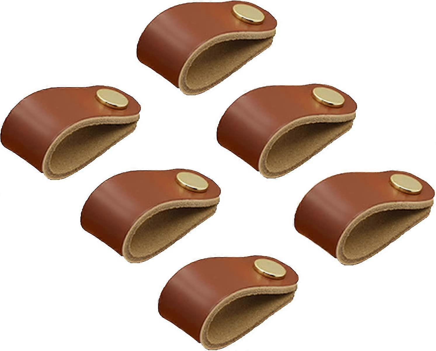 6 Stück Ledergriffe, Ledermöbelgriffe, Lederknaufgriffe, Lederschrankgriffe, Küchenschrankgriffe aus Leder, zartes Leder