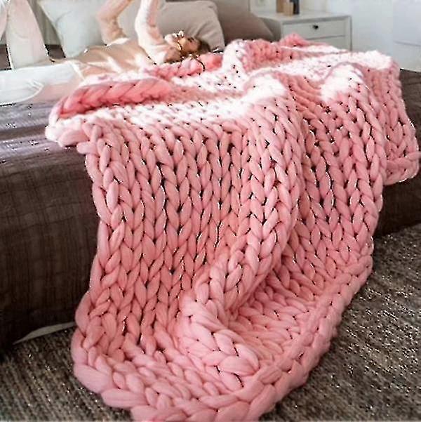 Large Chunky Knitted Thick Blanket, Yarn Woolen Throw Sofa Blanket