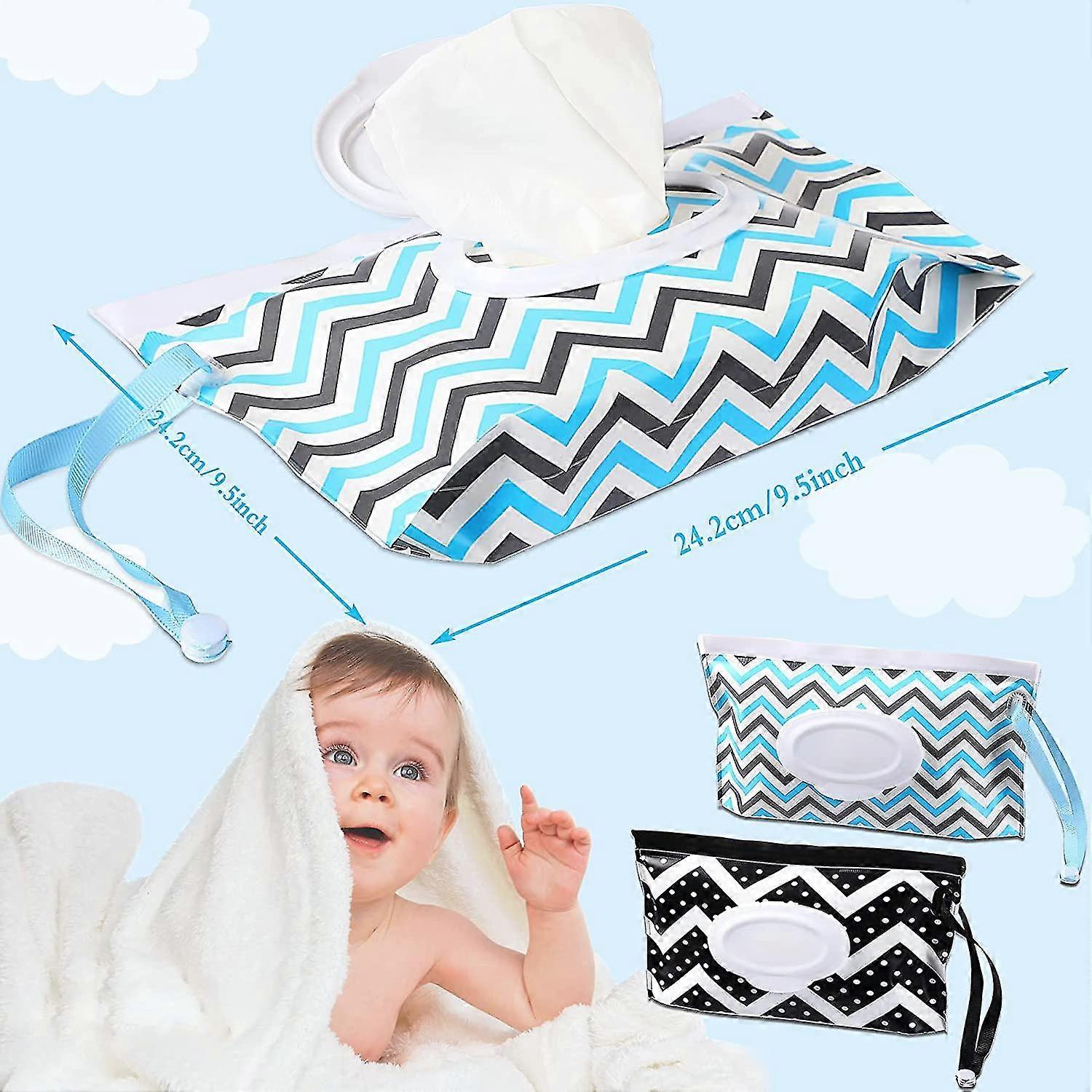 Baby Wipes Container, Reusable Portable Wet Wipe Pouch,wipe Dispenser Container,baby Travel Wet Wipe Holder(3pcs, Blue)