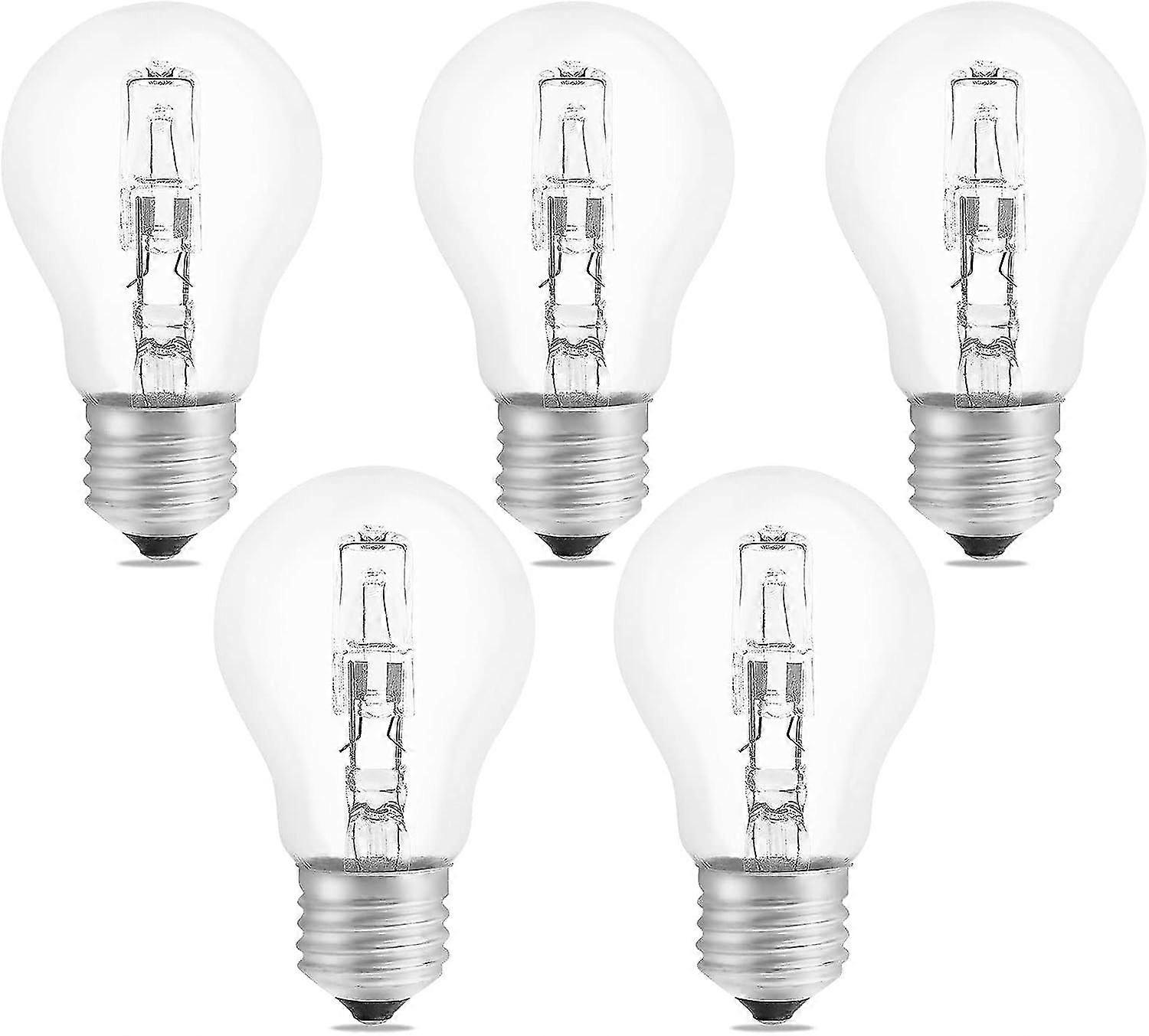 لمبة هالوجين E27 A55 42 واط قابلة للتعتيم ، AC220-240V ، 650lm أبيض دافئ 2700k ، لمبة هالوجين كروية شفافة E27 ، عبوة من 5