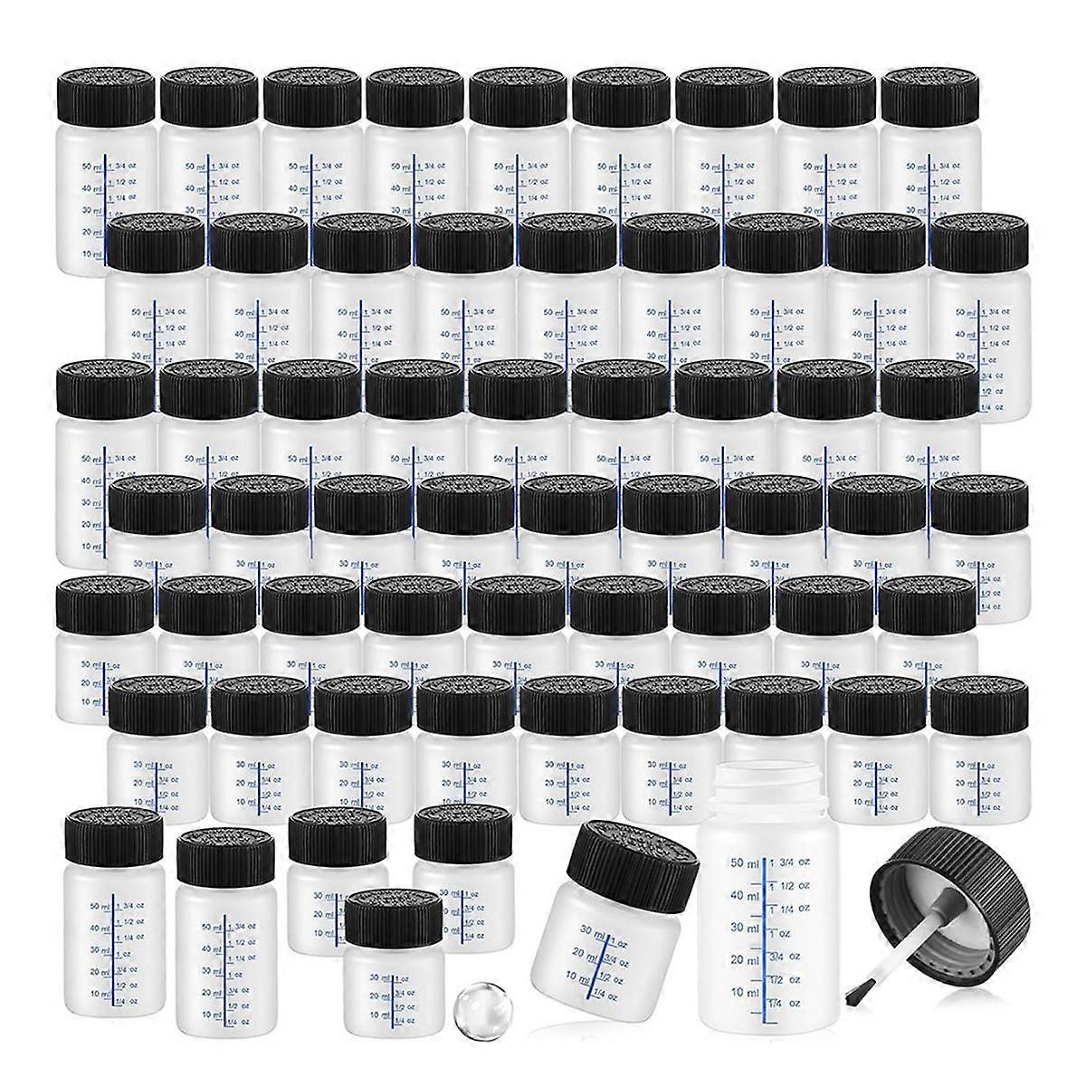 60 Pcs Touch Up Paint Bottles with Applicator Brush and Lids 2 Oz and 1 Oz Liquid Capacity Plastic