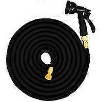 Magic Hose elastic watering hose extendable 3 times its length from 5m to 15m + Watering gun black brass connectors