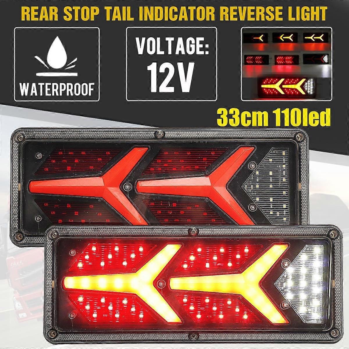 2PCS 12V 24V LED Car Truck Tail Lights Turn Signal Rear Light Brake Lamp for Kamaz Tractor Trailer Lorry Bus Campers