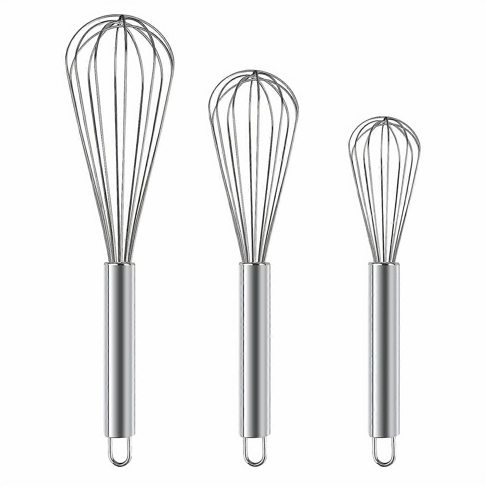 3-Piece Stainless Steel Whisk Set - Ergonomic, Durable Egg Beaters for Efficient Cooking & Baking