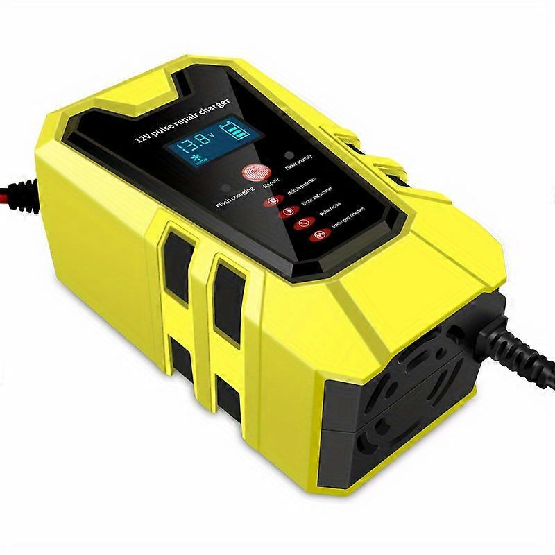 12V 6A Smart Fast Charge Auto-acculader - LCD-scherm, AGM Deep Cycle GEL Loodzuur, Auto Motorfiets, Jump Starter - Geel, VS