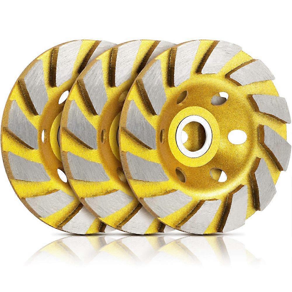 3 Pcs Turbo Row Diamond Grinding Cup Wheel Concrete Turbo Cup Disc Grinder for Sand of Concrete Wal