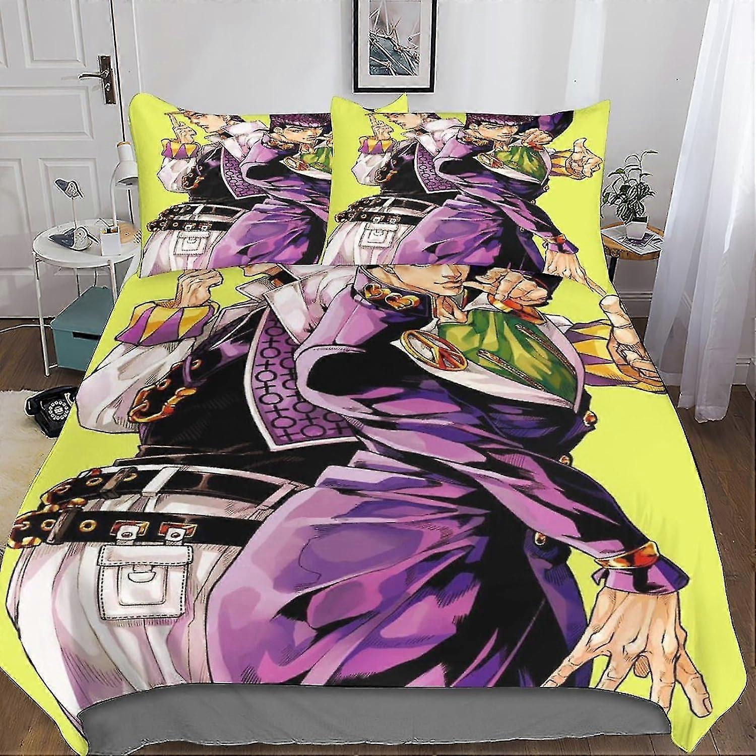 o4453 Lençóis JoJo para Crianças e Adultos Impresso Bizarro Aventura Conjunto de Capa de Edredão com Fronhas Colcha Conjunto de Cama Conjunto de 3 Peças Conjunto de Colcha Do