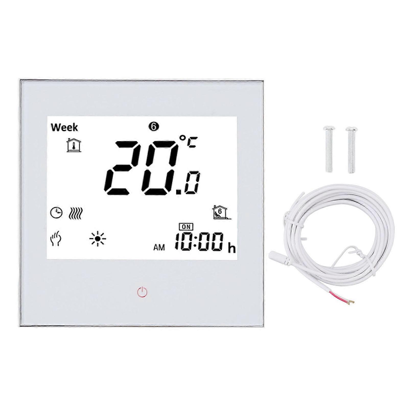 Programmable Electric Heating Thermostat LCD Touch Screen PC and ABS Temperature Controller for Home White AC 95240V