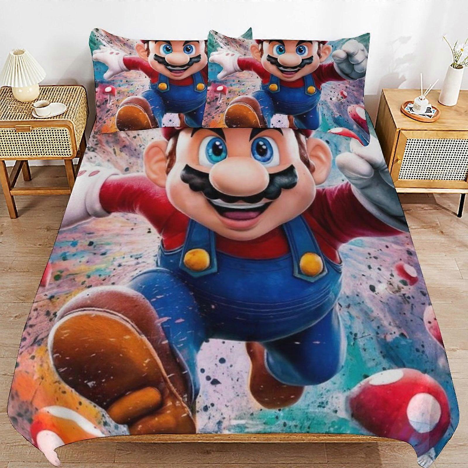 Bedding set JP57 Super Mario 3-Piece Comforter,Super Mario Bedding Set, Soft Microfiber Duvet Cover Set with Zipper Closure TH57