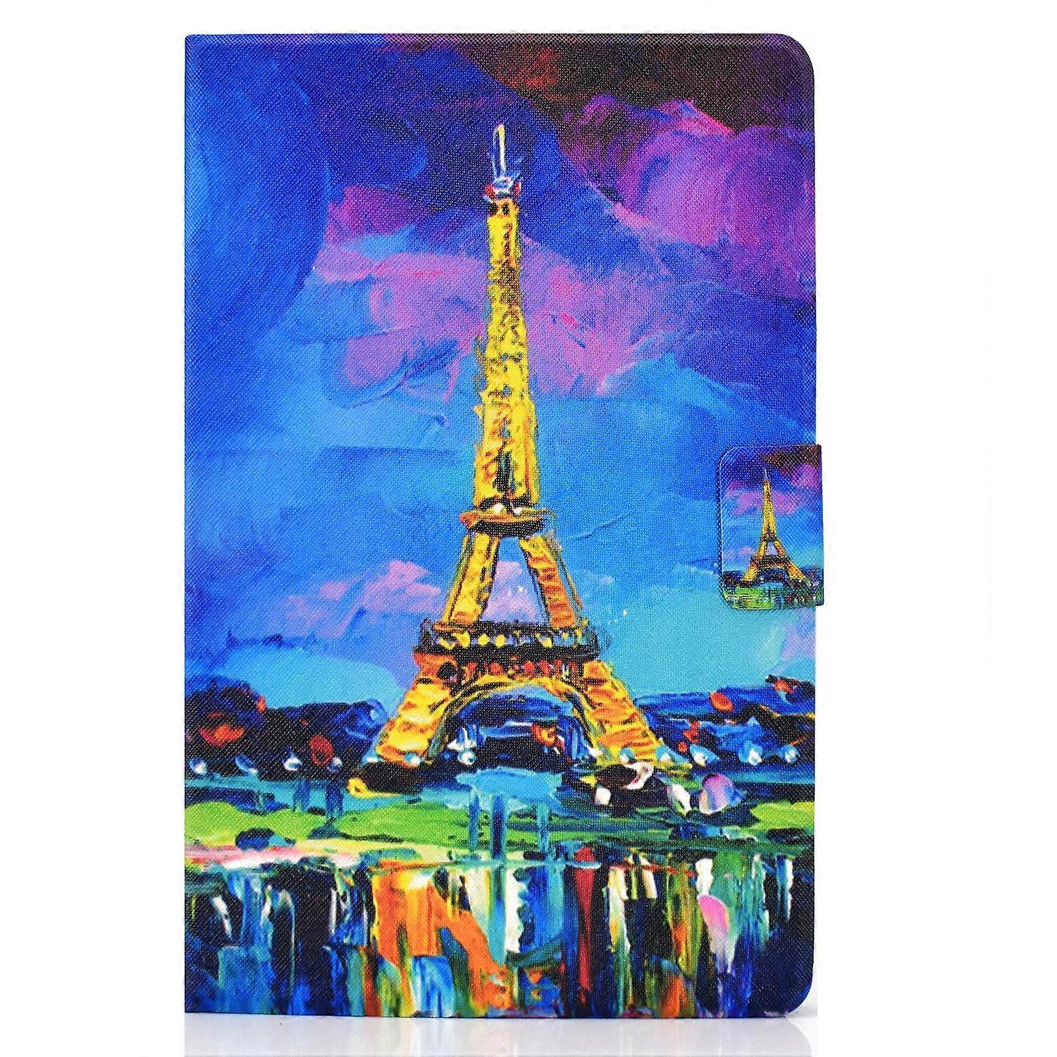 Tablet-kotelo Lenovo Tab M10: lle 3. sukupolven värillinen piirustus älykäs nahkainen tablet-kotelo (Eiffel-torni)