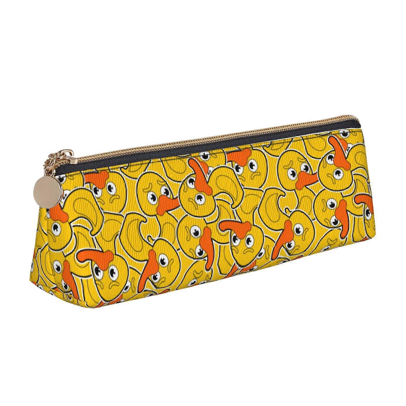 نمط بطة (1) لطيف الجلود قلم رصاص حالة مثلث المحمولة القلم زيبر حقيبة للرجال والنساء والمكتب والعمل