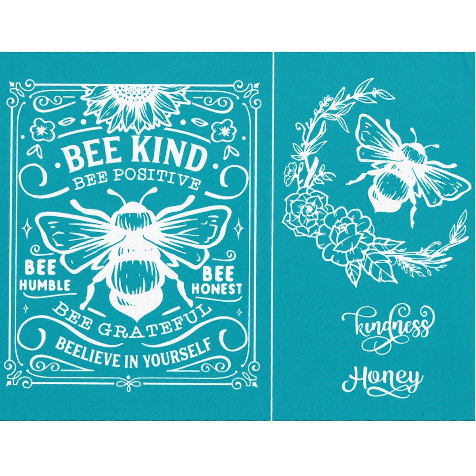 Bee Flower Self Adhesive Silk Screen Printing Stencil Mesh Transfers Crafts