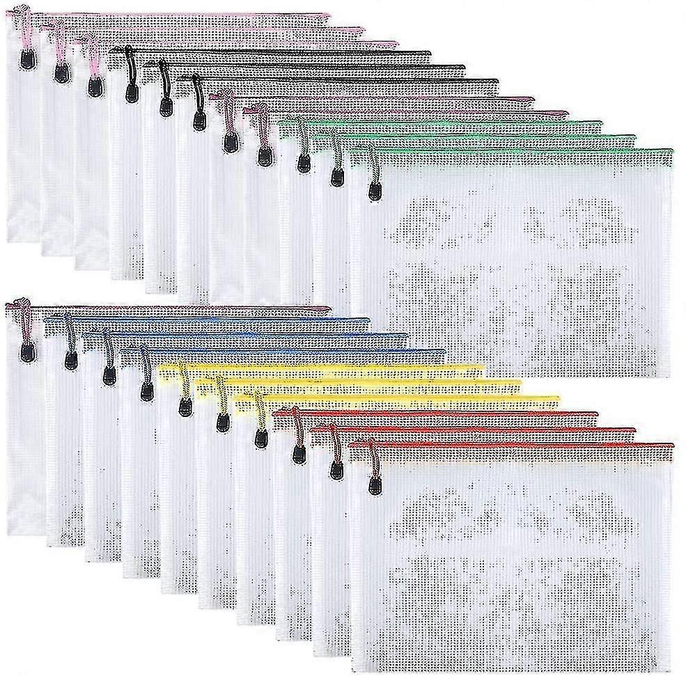 21pcs Document Bag A5 Zipper Wallet Bags Plastic Mesh Document Folders