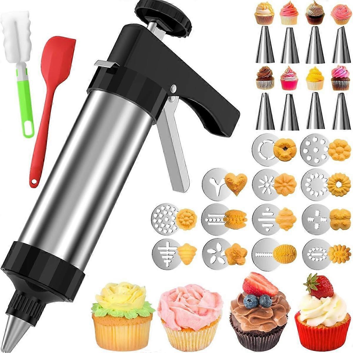 Cookie Press Set Cooking Making Kit Mold Kit Spritz Cookie Press Baking Tool with 13 Discs 8 Icing