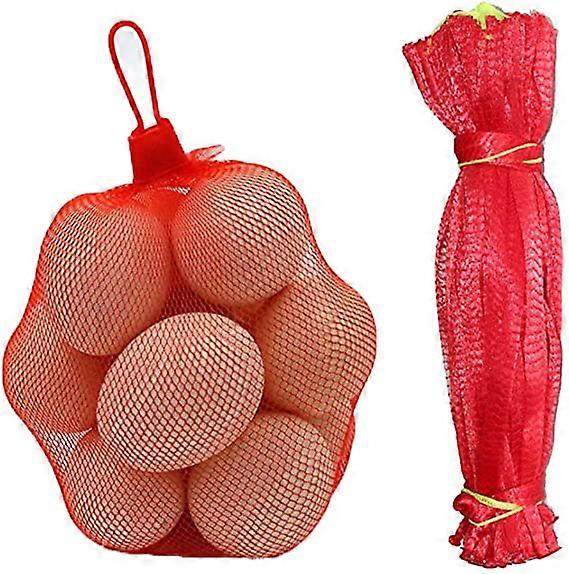 Reusable Net Bag,100Pieces Nylon Mesh Vegetable Net Bag, Fruit and Vegetable Packaging Net, for Egg Net Bag (Red)