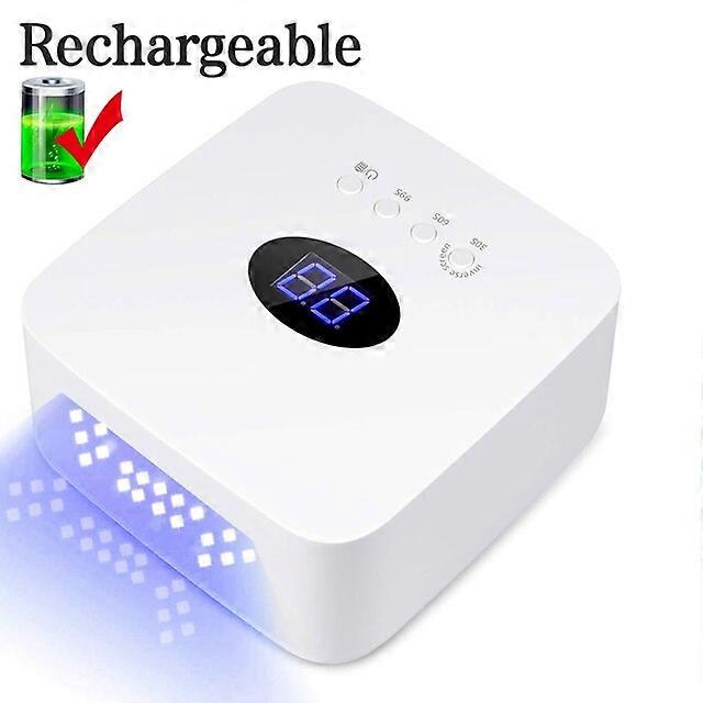 Built-in Battery Rechargeable Nail UV Lamp 128W Wireless Gel Polish Dryer Manicure Pedicure Machine Cordless UV Curing Nail Lamp