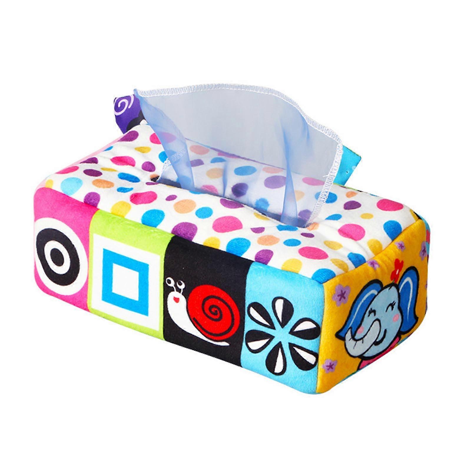 Sensory Busy Pull Tissues Toddler Infant Baby Plush Tissue Box Colorful Juggling