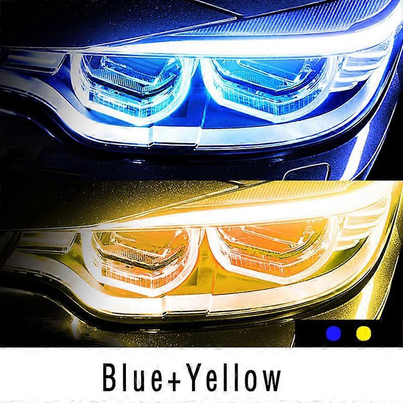 Car LED DRL Strip Daytime Running Lights Turn Signal Bulb Flexible Waterproof Auto 30 45 60cm White Yellow Brake Flow Lamp 2pcs